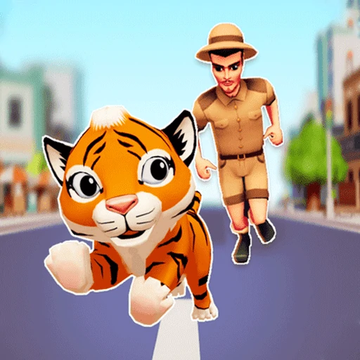 3D Tiger Run GameSnacks gameplay screenshot - similar to Capybara Go