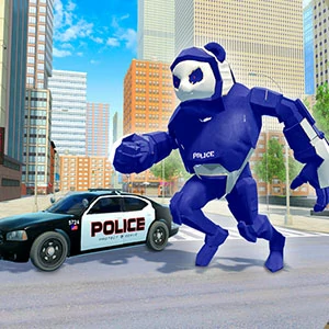 Police Panda Robot gameplay screenshot - similar to Bottle Rush