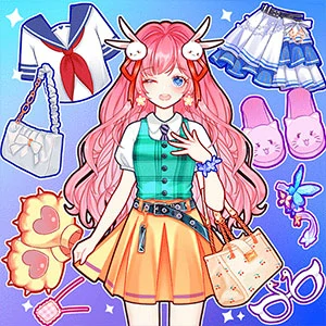 Anime Princess Dress Up gameplay screenshot - similar to Fire Jump
