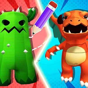 Battle of Monster Drawing gameplay screenshot - similar to Pop Pop Candies