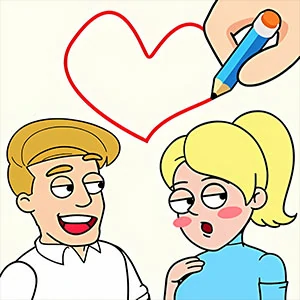 Draw One Part Love Story gameplay screenshot - similar to Bubble Planets