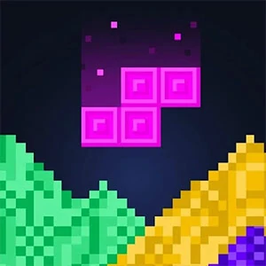 Pixel Tetris gameplay screenshot - similar to Race Down