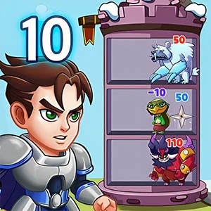 Hero Tower Wars Merge Puzzle gameplay screenshot - similar to Through It