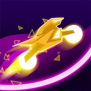 Neon biker gameplay screenshot - similar to ShuffleCups
